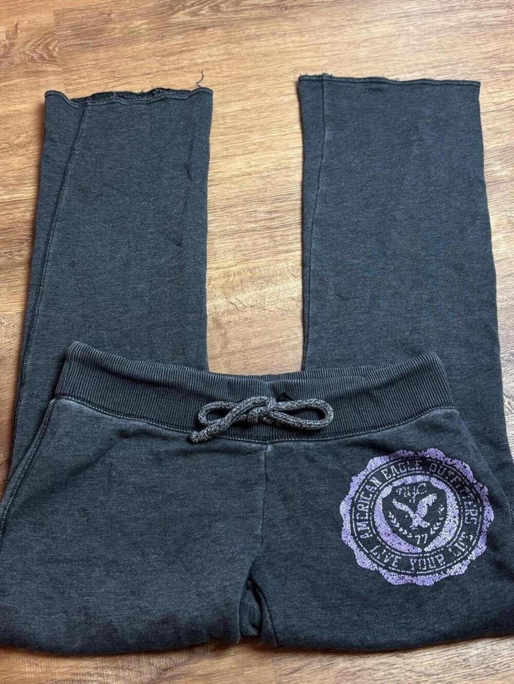 American Eagle sweatpants flece grey sz small y2k 2000s athleisure lounge